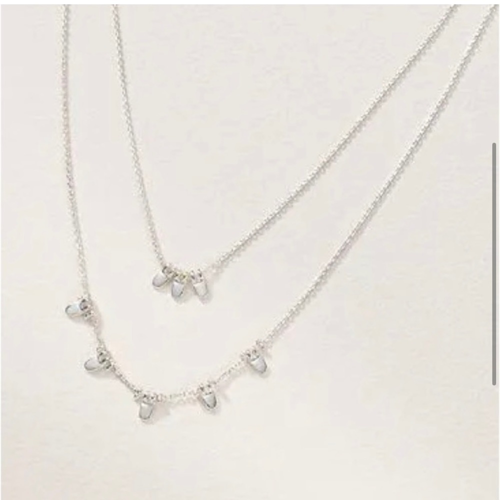 Stella & Dot Delicate Petal Necklace Silver